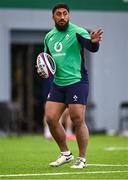 5 March 2024; Bundee Aki during an Ireland rugby training session at the IRFU High Performance Centre at the Sport Ireland Campus in Dublin. Photo by Piaras Ó Mídheach/Sportsfile