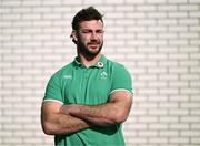5 March 2024; Caelan Doris poses for a portrait after a Ireland rugby media conference at the Sport Ireland Campus Conference Centre in Dublin.  Photo by Piaras Ó Mídheach/Sportsfile