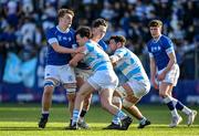 5 March 2024; Jack Halpin of St Mary’s College is tackled by Mark Walsh of Blackrock College during the Bank of Ireland Leinster Schools Senior Cup semi-final match between Blackrock College and St Mary's College at Energia Park in Dublin. Photo by Daire Brennan/Sportsfile