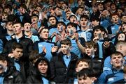 4 March 2024; St Michael's College supporters before the Bank of Ireland Leinster Schools Senior Cup semi-final match between St Michael's College and Gonzaga College at Energia Park in Dublin. Photo by Harry Murphy/Sportsfile