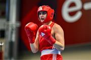 6 March 2024; Karolina Makhno of Ukraine during their Women's 75kg Round of 32 bout against Vasiliki Stavridou of Greece during their Women's 75kg Round of 32 bout during day four at the Paris 2024 Olympic Boxing Qualification Tournament at E-Work Arena in Busto Arsizio, Italy. Photo by Ben McShane/Sportsfile