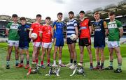 6 March 2024; In attendance at the Masita All-Ireland Post Primary Schools Captains Call at Croke Park in Dublin are, from left, Eoin Travers, Jamie Maloney, Callum McCrea, Senan Kerr, Sean McLoughlin, Conor Grennan, Evan O'Kane, Sean Rinn and Chris Kelly McAvoy. Photo by David Fitzgerald/Sportsfile