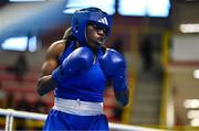 6 March 2024; Eyed Angel George of Trinidad & Tobago during their Women's 75kg Round of 32 bout against Chantelle Reid of Great Britain during day four at the Paris 2024 Olympic Boxing Qualification Tournament at E-Work Arena in Busto Arsizio, Italy. Photo by Ben McShane/Sportsfile