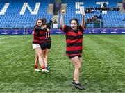 6 March 2024; Emma Gannon of St Mary's Arklow celebrates after her side's victory in the Bank of Ireland Leinster Rugby Schools Girls’ Junior final match between St Mary's New Ross and St Mary's Arklow at Energia Park in Dublin. Photo by Piaras Ó Mídheach/Sportsfile