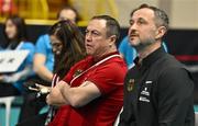 6 March 2024; Germany coach Eddie Bolger, left, during day four at the Paris 2024 Olympic Boxing Qualification Tournament at E-Work Arena in Busto Arsizio, Italy. Photo by Ben McShane/Sportsfile