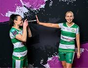 6 March 2024; Áine O'Gorman, left, and Stephanie Zambra during a Shamrock Rovers squad portrait session at Roadstone Group Sports Club in Dublin. Photo by Piaras Ó Mídheach/Sportsfile