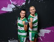 6 March 2024; Lia O'Leary, left, and Stephanie Zambra during a Shamrock Rovers squad portrait session at Roadstone Group Sports Club in Dublin. Photo by Piaras Ó Mídheach/Sportsfile