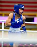 7 March 2024; Shera Mae Patricio of USA during their Women's 54kg Round of 32 bout against Angelyris Lopes of Puerto Rico during day five at the Paris 2024 Olympic Boxing Qualification Tournament at E-Work Arena in Busto Arsizio, Italy. Photo by Ben McShane/Sportsfile