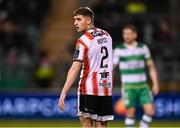 4 March 2024; Ronan Boyce of Derry City during the SSE Airtricity Men's Premier Division match between Shamrock Rovers and Derry City at Tallaght Stadium in Dublin. Photo by Stephen McCarthy/Sportsfile