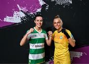 6 March 2024; Aoife Kelly, left, and Summer Lawless during a Shamrock Rovers squad portrait session at Roadstone Group Sports Club in Dublin. Photo by Piaras Ó Mídheach/Sportsfile