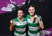 6 March 2024; Melissa O'Kane, left, and Alannah Prizeman during a Shamrock Rovers squad portrait session at Roadstone Group Sports Club in Dublin. Photo by Piaras Ó Mídheach/Sportsfile