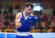 7 March 2024; Aidan Walsh of Ireland during their Men's 71kg Round of 32 bout against Wanderson De Oliveira of Brazil during day five at the Paris 2024 Olympic Boxing Qualification Tournament at E-Work Arena in Busto Arsizio, Italy. Photo by Ben McShane/Sportsfile