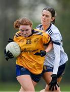 7 March 2024; Emma O'Brien of DCU Dochas Eireann in action against Gemma McGroarty of Ulster University during the 2024 Ladies HEC Lagan Cup final match between DCU Dochas Eireann and Ulster University, Belfast at MTU Cork. Photo by Stephen Marken/Sportsfile