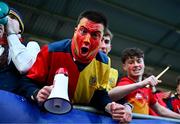 7 March 2024; A St Fintan's High School supporter during the Bank of Ireland Vinnie Murray Cup final match between St Fintan's High School and The High School at Energia Park in Dublin. Photo by Tyler Miller/Sportsfile