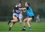 7 March 2024; Ellen Neylon of University of Limerick in action against Mella Lawless of Maynooth University during the 2024 Ladies HEC Donaghy Cup final match between Maynooth University and University of Limerick at MTU Cork. Photo by Stephen Marken/Sportsfile