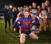 7 March 2024; University of Limerick goalkeeper Katie Hannon after her side's victory in the 2024 Ladies HEC Donaghy Cup final match between Maynooth University and University of Limerick at MTU Cork. Photo by Stephen Marken/Sportsfile