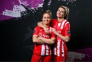 7 March 2024; Emma Hansberry, left, and Yvonne Hedigan during a Sligo Rovers FC squad portrait session at The Showgrounds in Sligo. Photo by Stephen McCarthy/Sportsfile