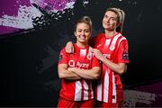 7 March 2024; Emma Hansberry, left, and Yvonne Hedigan during a Sligo Rovers FC squad portrait session at The Showgrounds in Sligo. Photo by Stephen McCarthy/Sportsfile