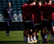 8 March 2024; England head coach Steve Borthwick watches a huddle during an England rugby captain's run at Twickenham Stadium in London, England. Photo by Harry Murphy/Sportsfile