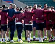 8 March 2024; Alex Mitchell, defence coach Felix Jones, George Martin and Freddie Steward during an England rugby captain's run at Twickenham Stadium in London, England. Photo by Harry Murphy/Sportsfile