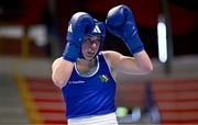 8 March 2024; Grainne Walsh of Ireland during her Women's 66kg Round of 32 bout against Stefanie Von Berge of Germany during day six at the Paris 2024 Olympic Boxing Qualification Tournament at E-Work Arena in Busto Arsizio, Italy. Photo by Ben McShane/Sportsfile