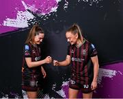 5 March 2024; Sarah McKevitt, left, and Katie Malone during a Bohemians squad portrait session at DCU Sports Complex in Dublin. Photo by Piaras Ó Mídheach/Sportsfile