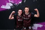 5 March 2024; Aoife Brophy, left, and Aoibhe Fleming during a Bohemians squad portrait session at DCU Sports Complex in Dublin. Photo by Piaras Ó Mídheach/Sportsfile