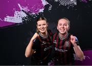 5 March 2024; Grace Kelly, left, Anna Hegarty during a Bohemians squad portrait session at DCU Sports Complex in Dublin. Photo by Piaras Ó Mídheach/Sportsfile