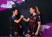 5 March 2024; Alannah McEvoy, left, and Katie Malone during a Bohemians squad portrait session at DCU Sports Complex in Dublin. Photo by Piaras Ó Mídheach/Sportsfile