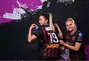 5 March 2024; Shauna Carroll, left, and Lynn Craven during a Bohemians squad portrait session at DCU Sports Complex in Dublin. Photo by Piaras Ó Mídheach/Sportsfile
