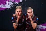 5 March 2024; Ciara Smith, left, and Lynn Craven during a Bohemians squad portrait session at DCU Sports Complex in Dublin. Photo by Piaras Ó Mídheach/Sportsfile