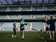 8 March 2024; James Lowe, left, and Jack Conan during an Ireland rugby captain's run at Twickenham Stadium in London, England. Photo by Harry Murphy/Sportsfile