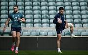 8 March 2024; Stuart McCloskey, left, and Hugo Keenan during an Ireland rugby captain's run at Twickenham Stadium in London, England. Photo by Harry Murphy/Sportsfile