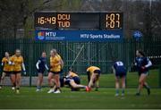 8 March 2024; A general view of the scoreboard at full time in the 2024 Ladies HEC O’Connor Cup semi-final match between DCU Dochas Eireann and TU Dublin at MTU Cork. Photo by Stephen Marken/Sportsfile