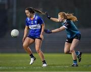 8 March 2024; Danielle O'Leary of MTU Kerry in action against Emma Cronin of Maynooth University during the 2024 Ladies HEC Giles Cup final match between Maynooth University and MTU Kerry at MTU Cork. Photo by Stephen Marken/Sportsfile
