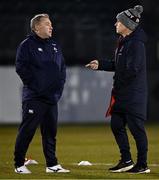 8 March 2024; Ireland head coach Richie Murphy, left, and England head coach Mark Mapletoft before the U20 Six Nations Rugby Championship match between England and Ireland at The Recreation Ground in Bath, England. Photo by Harry Murphy/Sportsfile