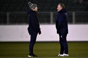 8 March 2024; England head coach Mark Mapletoft, left, and Ireland head coach Richie Murphy before the U20 Six Nations Rugby Championship match between England and Ireland at The Recreation Ground in Bath, England. Photo by Harry Murphy/Sportsfile