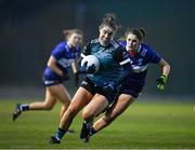 8 March 2024; Aimee O'Connor of Maynooth University in action against Aobha Quinn of MTU Kerry during the 2024 Ladies HEC Giles Cup final match between Maynooth University and MTU Kerry at MTU Cork. Photo by Stephen Marken/Sportsfile