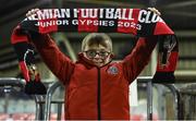 8 March 2024; Bohemians supporter Cian Hankey, age 11, from Ashtown in Dublin, before the SSE Airtricity Men's Premier Division match between Bohemians and Shelbourne at Dalymount Park in Dublin. Photo by Shauna Clinton/Sportsfile