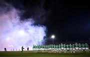 8 March 2024; Ireland players line up before the U20 Six Nations Rugby Championship match between England and Ireland at The Recreation Ground in Bath, England. Photo by Harry Murphy/Sportsfile