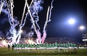 8 March 2024; Ireland players line up before the U20 Six Nations Rugby Championship match between England and Ireland at The Recreation Ground in Bath, England. Photo by Harry Murphy/Sportsfile