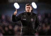 8 March 2024; Bohemians manager Declan Devine during the SSE Airtricity Men's Premier Division match between Bohemians and Shelbourne at Dalymount Park in Dublin. Photo by Stephen McCarthy/Sportsfile