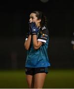 8 March 2024; Grace Kenny of Maynooth University after her side's defeat in the 2024 Ladies HEC Giles Cup final match between Maynooth University and MTU Kerry at MTU Cork. Photo by Stephen Marken/Sportsfile