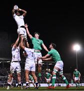 8 March 2024; Junior Kpoku of England takes possession in a lineout during the U20 Six Nations Rugby Championship match between England and Ireland at The Recreation Ground in Bath, England. Photo by Harry Murphy/Sportsfile