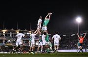 8 March 2024; Evan O'Connell of Ireland takes possession in a lineout during the U20 Six Nations Rugby Championship match between England and Ireland at The Recreation Ground in Bath, England. Photo by Harry Murphy/Sportsfile