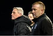 8 March 2024; Waterford manager Keith Long, left, and Waterford assistant manager Alan Reynolds during the SSE Airtricity Men's Premier Division match between Derry City and Waterford at The Ryan McBride Brandywell Stadium in Derry. Photo by Ramsey Cardy/Sportsfile