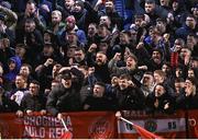8 March 2024; Shelbourne supporters during the SSE Airtricity Men's Premier Division match between Bohemians and Shelbourne at Dalymount Park in Dublin. Photo by Stephen McCarthy/Sportsfile
