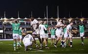 8 March 2024; England players celebrate a knock-on late in the U20 Six Nations Rugby Championship match between England and Ireland at The Recreation Ground in Bath, England. Photo by Harry Murphy/Sportsfile