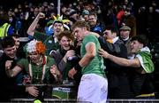 8 March 2024; Hugh Gavin of Ireland with supporters after the U20 Six Nations Rugby Championship match between England and Ireland at The Recreation Ground in Bath, England. Photo by Harry Murphy/Sportsfile