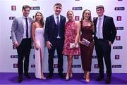 8 March 2024; Ballygunner hurlers and thier partners from left, Dessie Hutchinson and Kellie Manning, Paddy Leavy with Ava Kenny and Peter Hogan with Danielle Leonard during the AIB GAA Club Players Awards, held at Croke Park in Dublin. Photo by Sam Barnes/Sportsfile